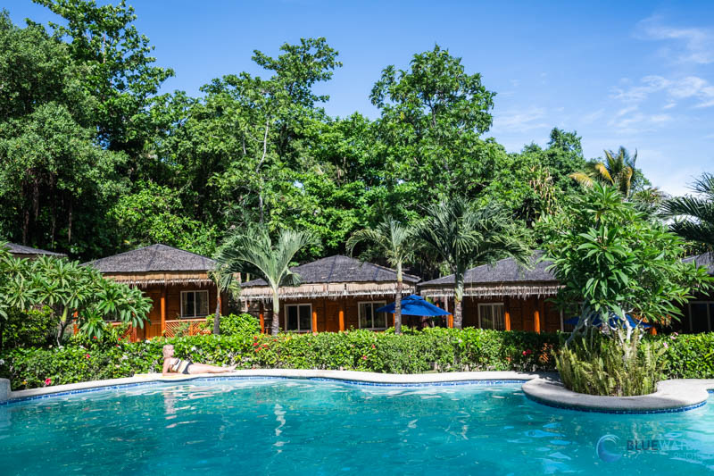The Pool and Bungalows of Magic Oceans are nestled in the jungle on the water The Pool and Bungalows of Magic Oceans are nestled in the jungle on the water